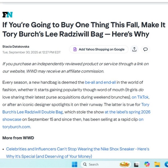 Tory Burch Lee Radziwill NWT Striped Cotton and Linen Twill Double Bag - Picture 15 of 16